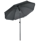 Beach Umbrella 1.8x2 m, in Polyester and Steel with 8 Ribs and 45° Reclining, Grey - Borge' Group Limited
