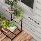 Outsunny shelf for 4 -level plants in steel and wood, 40x40x75.5 cm, brown and black - Borgè