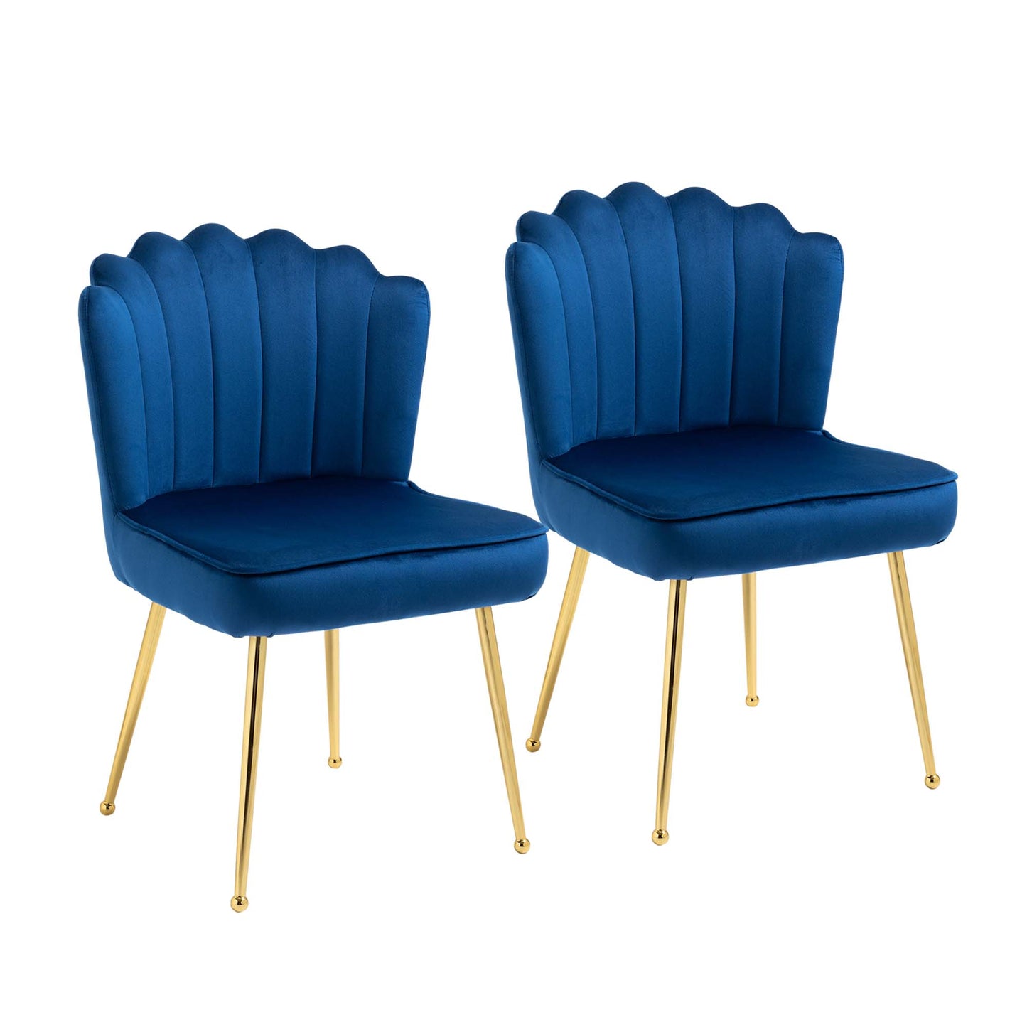 Set 2 modern and padded chairs for living room or living room with velvet effect coating, 57x58x88cm - blue - Borgè