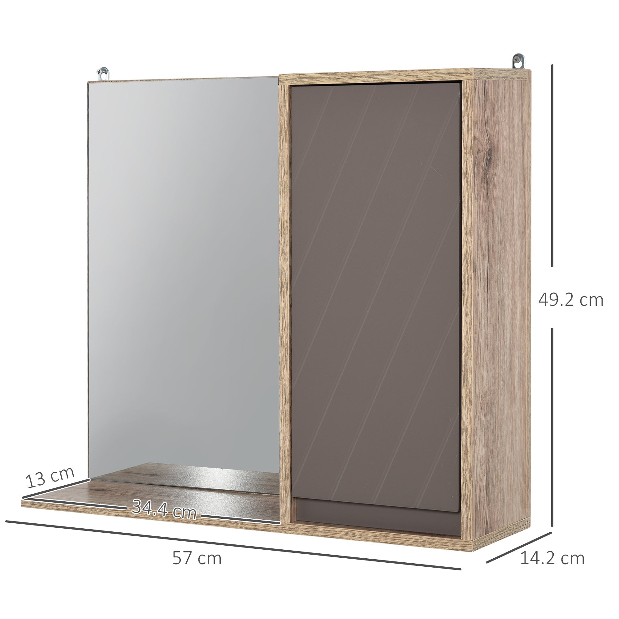 Bathroom Wall Cardboard with Grey mirror and oak door - Borgè