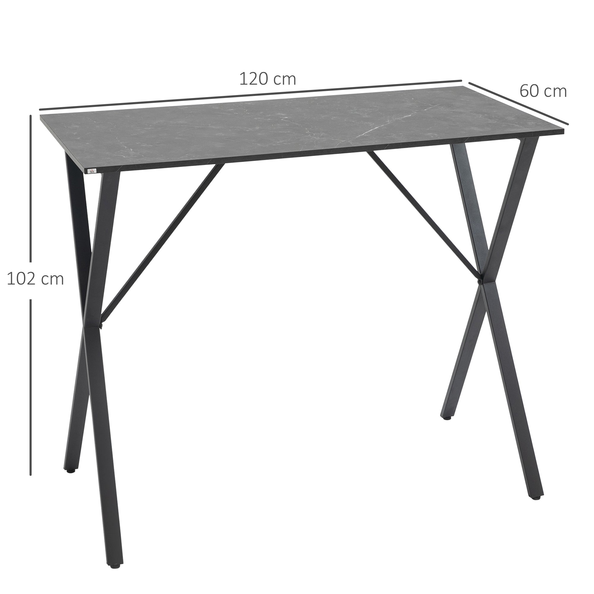 Bar counter and tall table modern industrial style marble effect wooden table and steel 120x60x102 black cm - Borgè