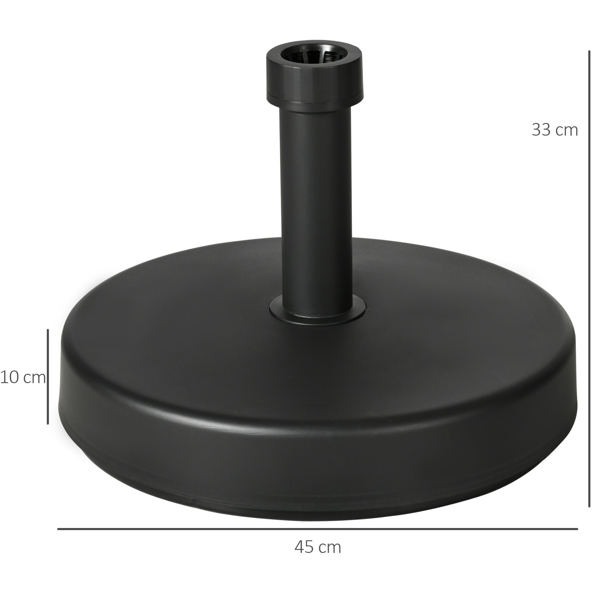 Garden Umbrella Base in PP Plastic max 18kg Weight, Ø45x33 cm, Black - Borge' Group Limited