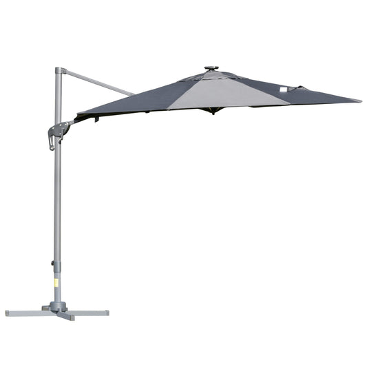 Grey Umbrella for Outdoor Garden Terrace with led lights - Borgè