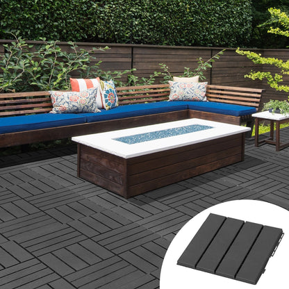 Outsunny set 9 interlocking tiles for terrace, floors tiles (30x30x2cm) in non -slip pp, area: 0.81 sqm black - Borgè