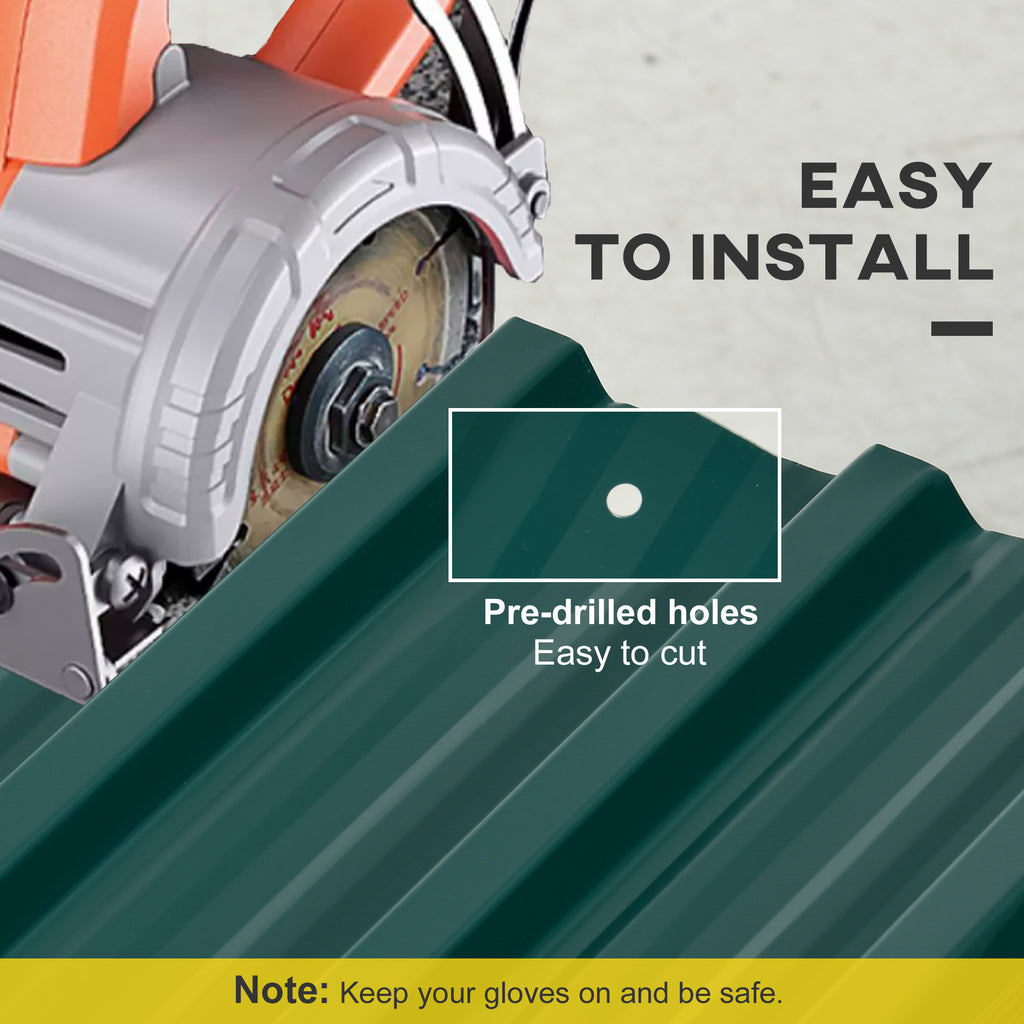 Outsunny set 12 spare panels 129x45 cm for green galvanized steel garden houses - Borgè