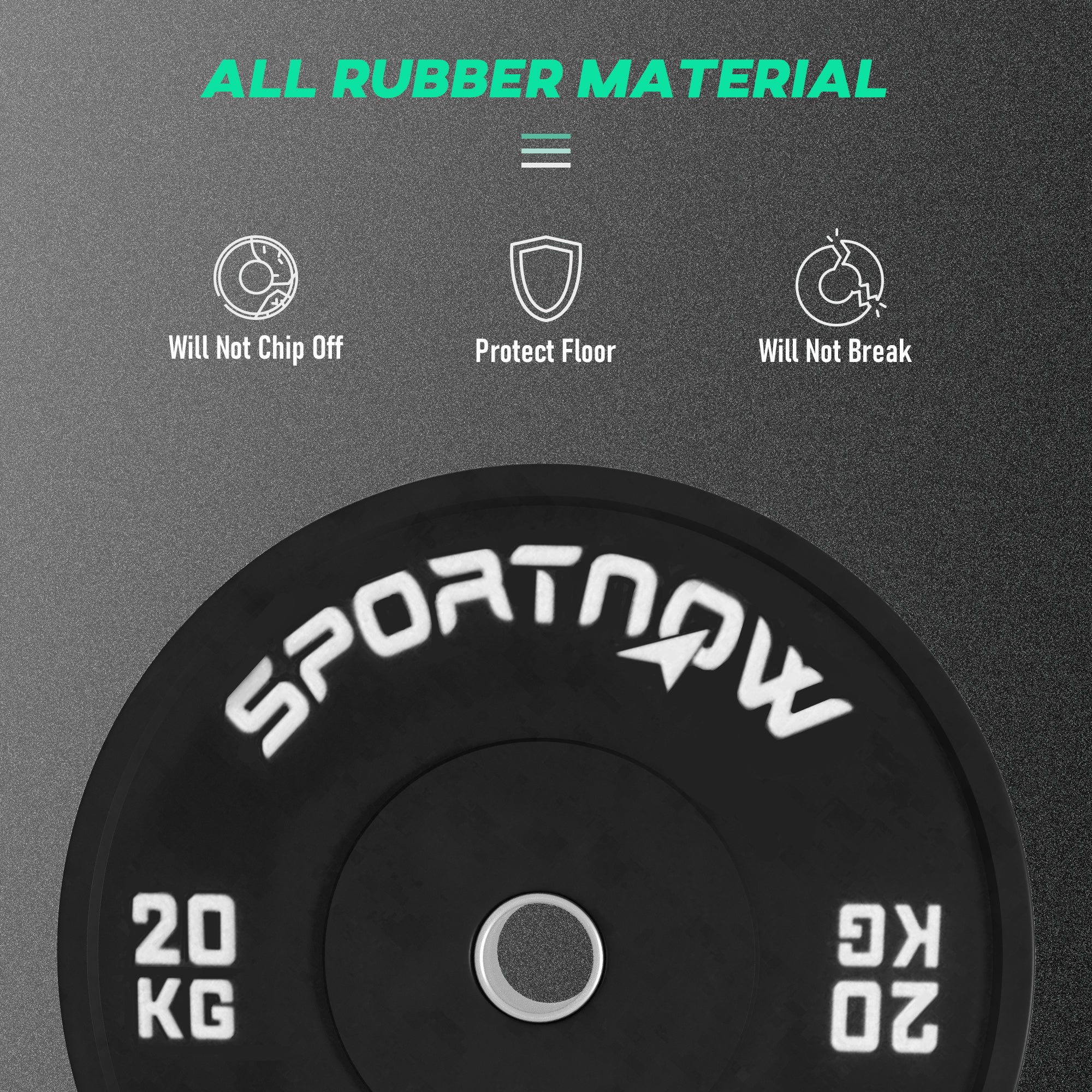 SportNow set of 2 20kg gym discs for barbell and dumbbells with Ã˜5cm, black attack - Borgè