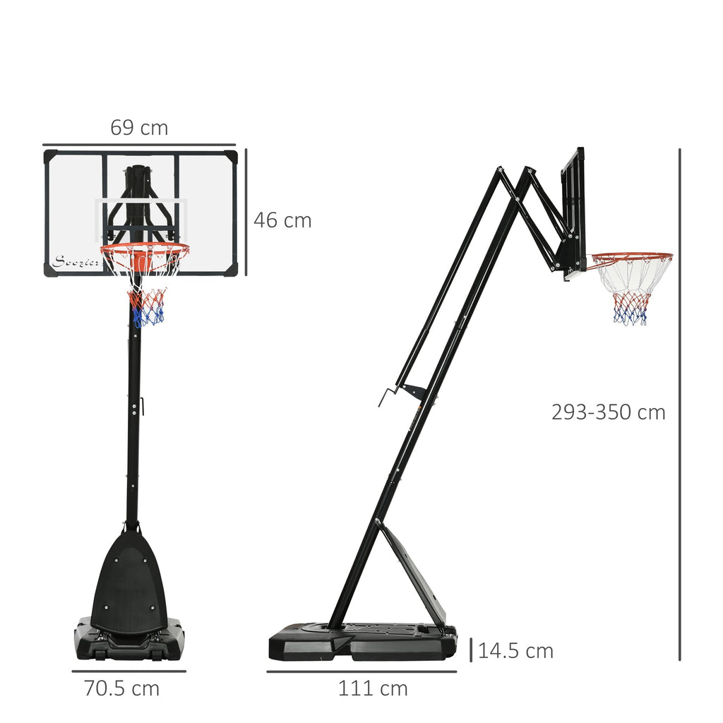 SportNow basketball basketball basketball, adjustable in height and laptop with scoreboard and wheels, 107x70cm, black and red - Borgè