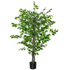 Ficus Artificial plant 135cm tall with internal and outdoor vase - green - Borgè