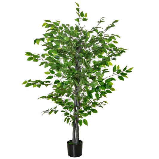 Ficus Artificial plant 135cm tall with internal and outdoor vase - green - Borgè