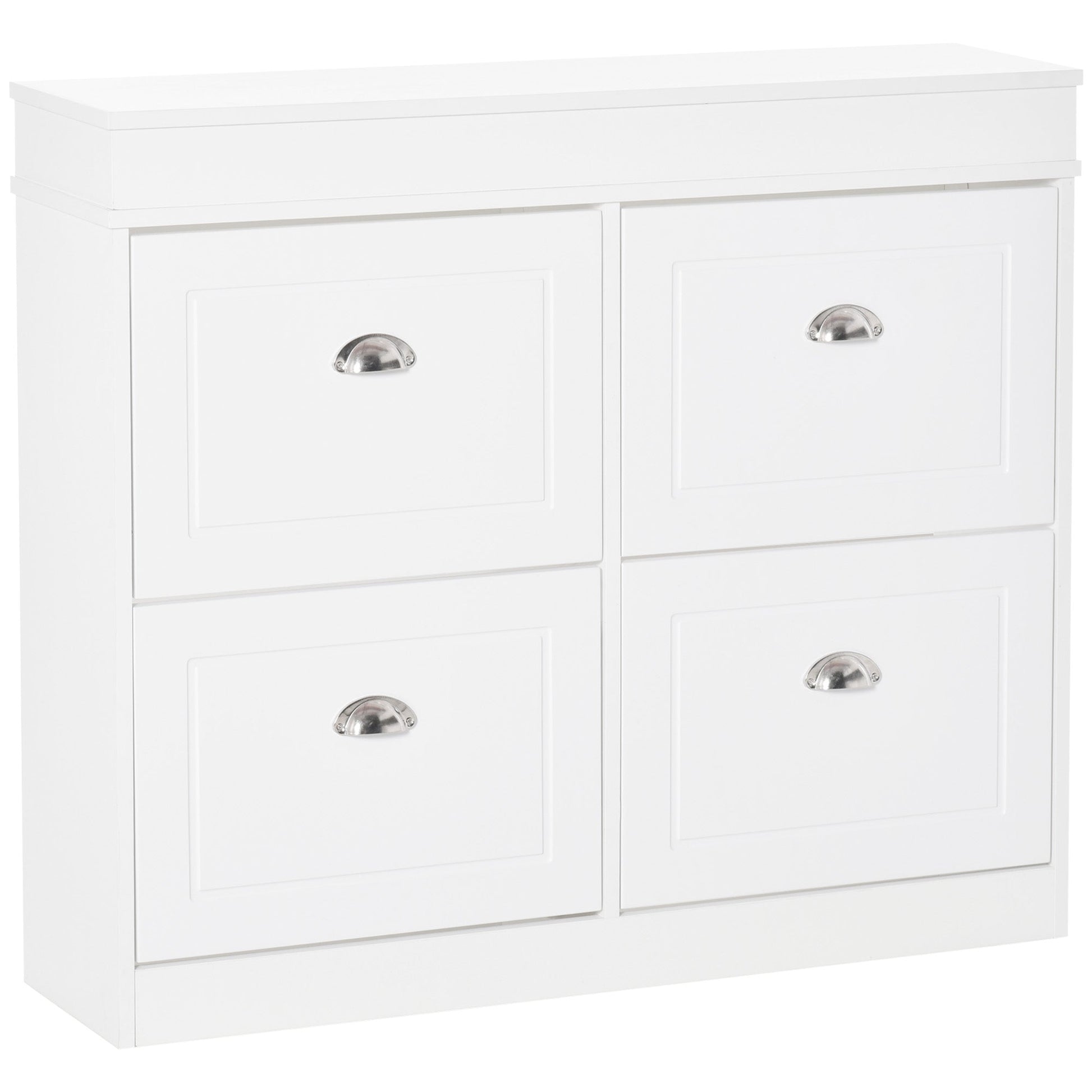 Scarpagito Wooden Wooden 4 Ribbald drawers with adjustable shelf, 98x24x83cm, White - Borgè