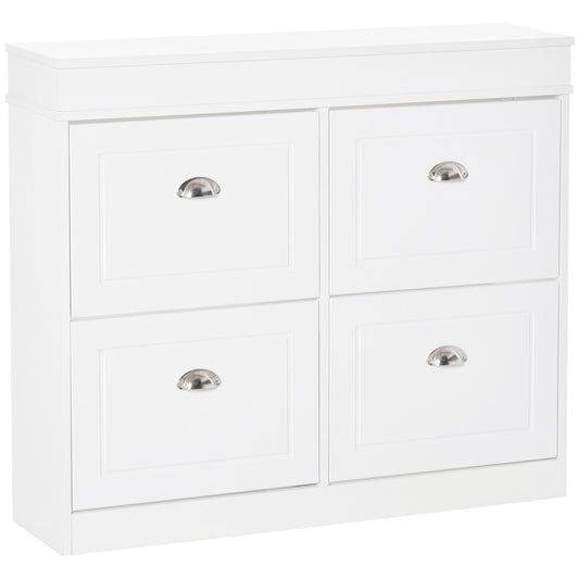 Scarpagito Wooden Wooden 4 Ribbald drawers with adjustable shelf, 98x24x83cm, White