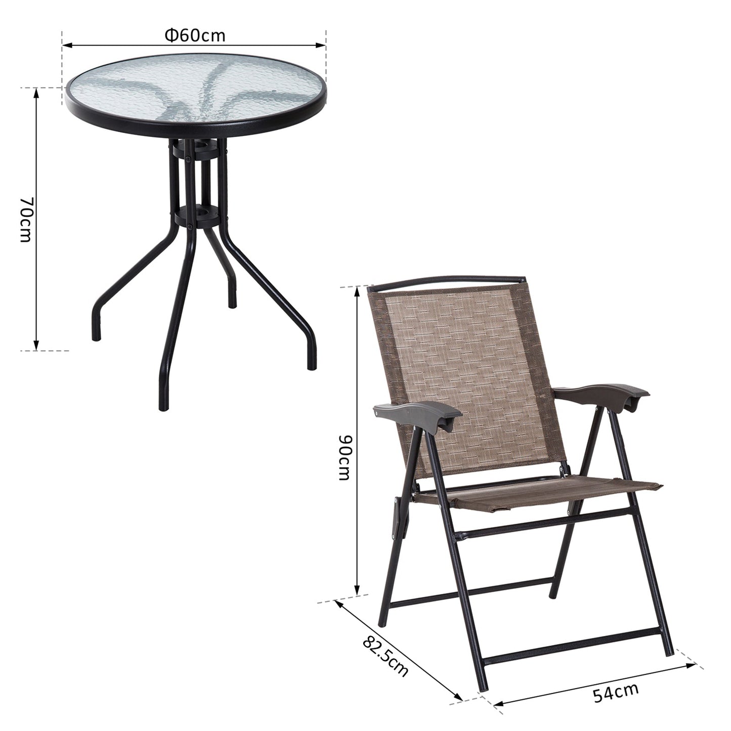 Garden outdoor furniture set with glass table and chairs, brown - Borgè