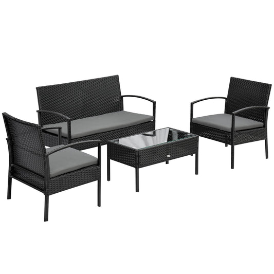 Outdoor Rattan Garden Set | 2 Seater sofa, 2 Armchairs and Table | Outsunny - Borgè