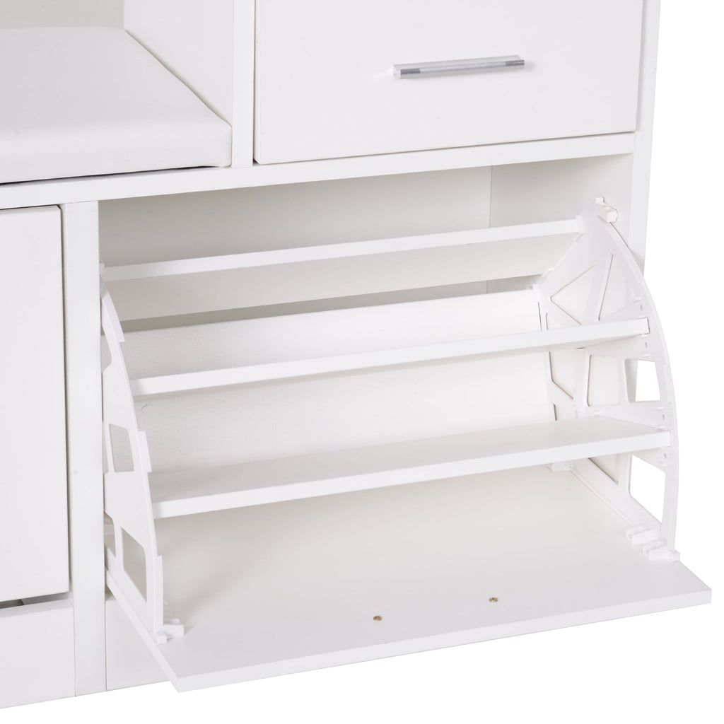 Homcom Scarpascarpe SCUSCARPE MODERN DESIGN 12 PAIA OF SHIP SHIPS WITH ENTRANCE IN ENTRANCE IN SLACED WOOD WOOD 94.5 x 57 x 30 cm white - Borgè