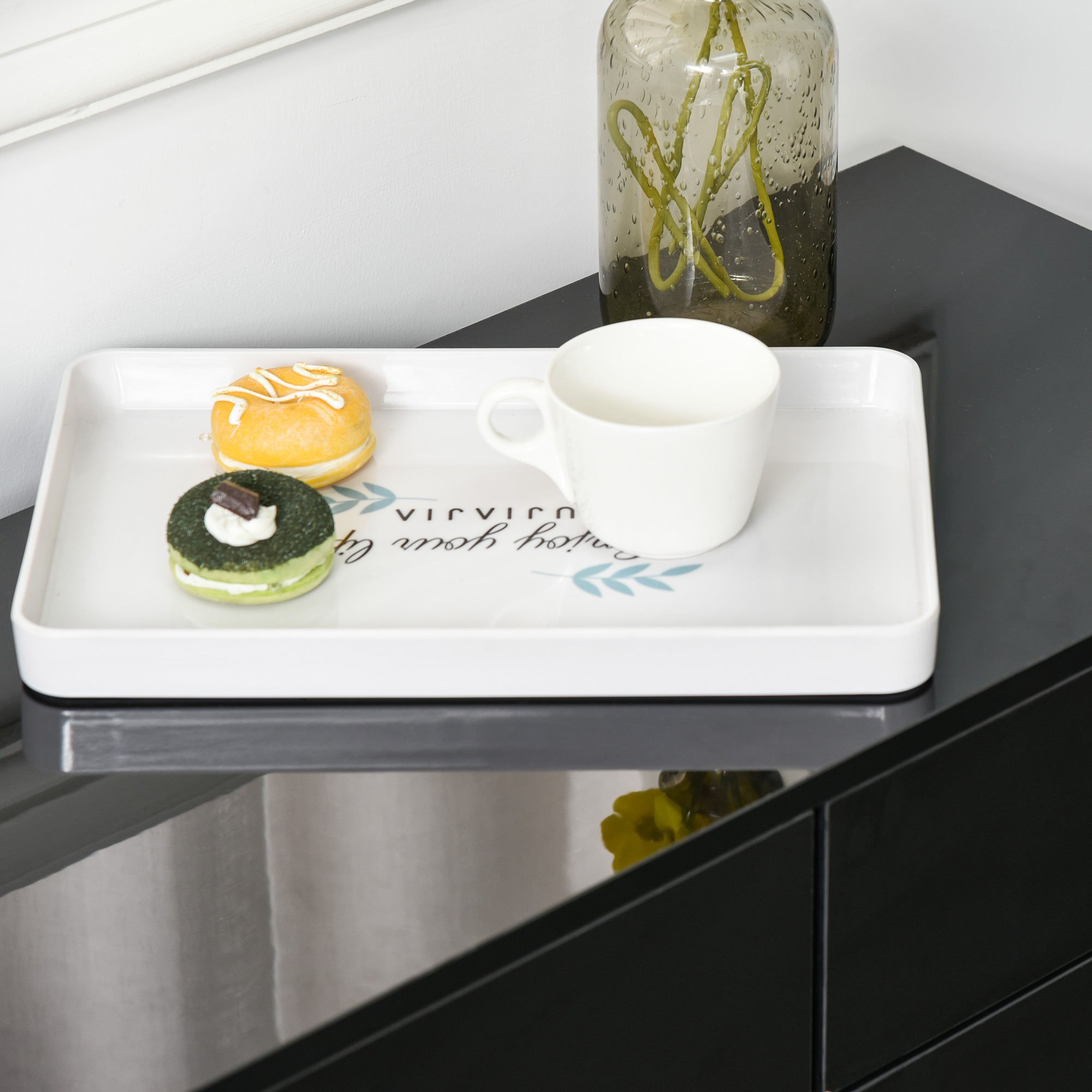 Homcom Black Multiuse Cabinet with 2 drawers and 2 Pressure opening cabinets, 117x36x74cm - Borgè