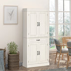 Kitchen Credenza with 2 cabinets and colonial style drawer, 80x35x180 white white - Borgè