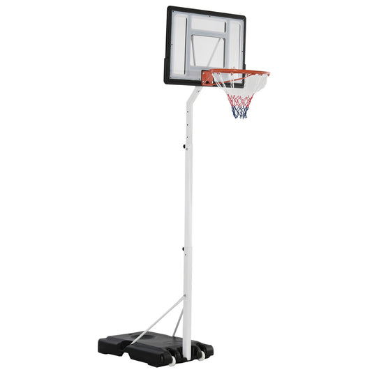 basketball basket for children and adults with adjustable PVC scoreboard 210-260cm White integrated wheels - Borgè