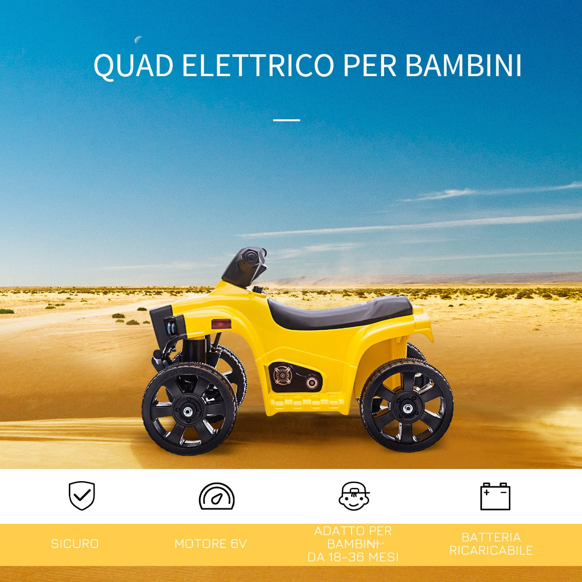 Black & Yellow Quad Bike | 6V - Borgè