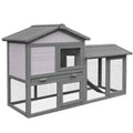 Outdoor Wooden Rabbit Hutch with House, Open Enclosed Space and Roof 147x54x84cm - Borge' Group Limited