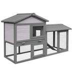 Outdoor Wooden Rabbit Hutch with House, Open Enclosed Space and Roof 147x54x84cm - Borge' Group Limited