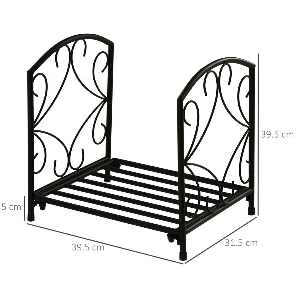 Outsunny portal for internal and exterior metal fireplace with raised base for 50kg of wood, 39.5x31.5x39.5cm - Black - Borgè