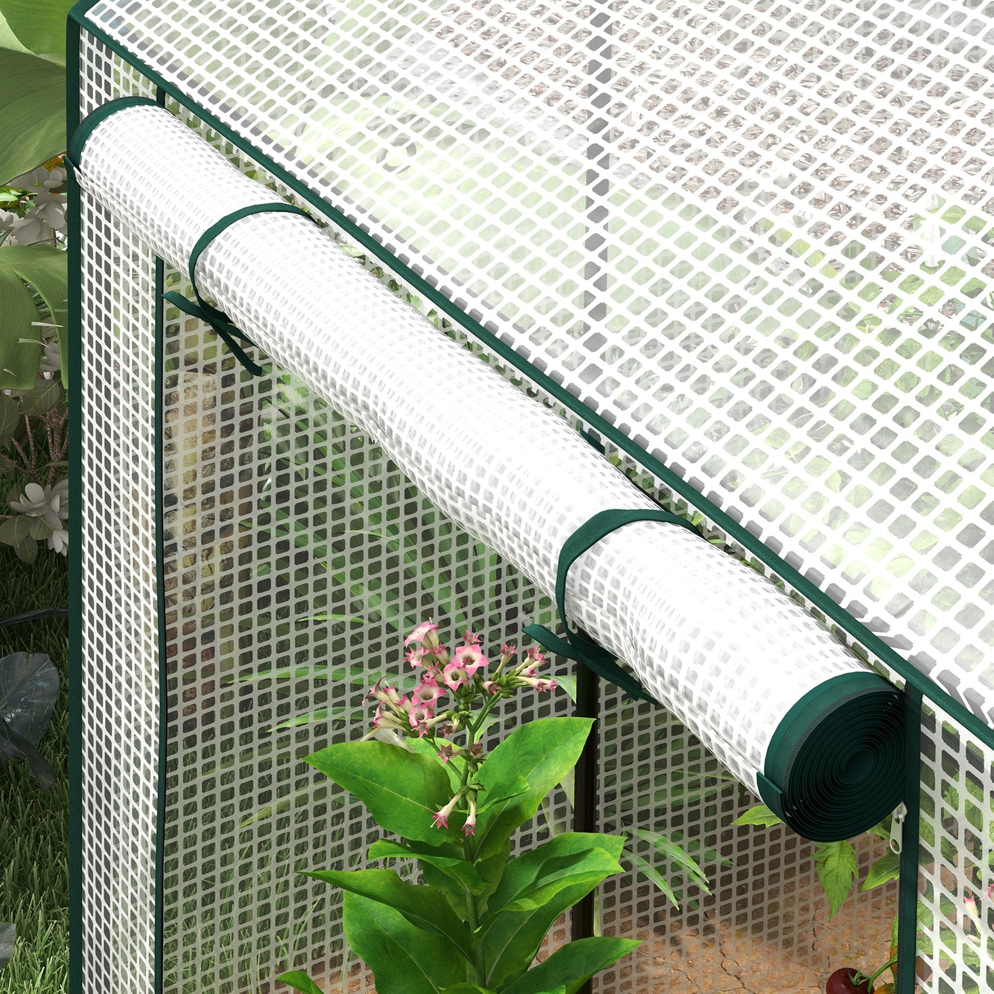 Outsunny Garden greenhouse with pear coverage, 2 separate areas and rolled doors, 100x80x150cm - Borgè