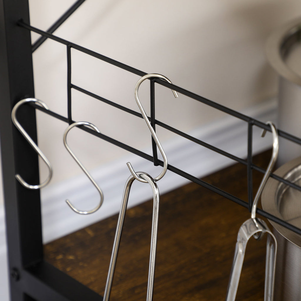 Homcom Kitchen Mobile with 3 shelves in chipboard with power outlet, USB port and basket, 90x40x83cm - Borgè