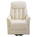 Electric Lift Recliner Chair 145°, Electric Relax Chair in PU Leather with Remote Control, Side Pockets and Integrated Footrest, Cream - Borgè