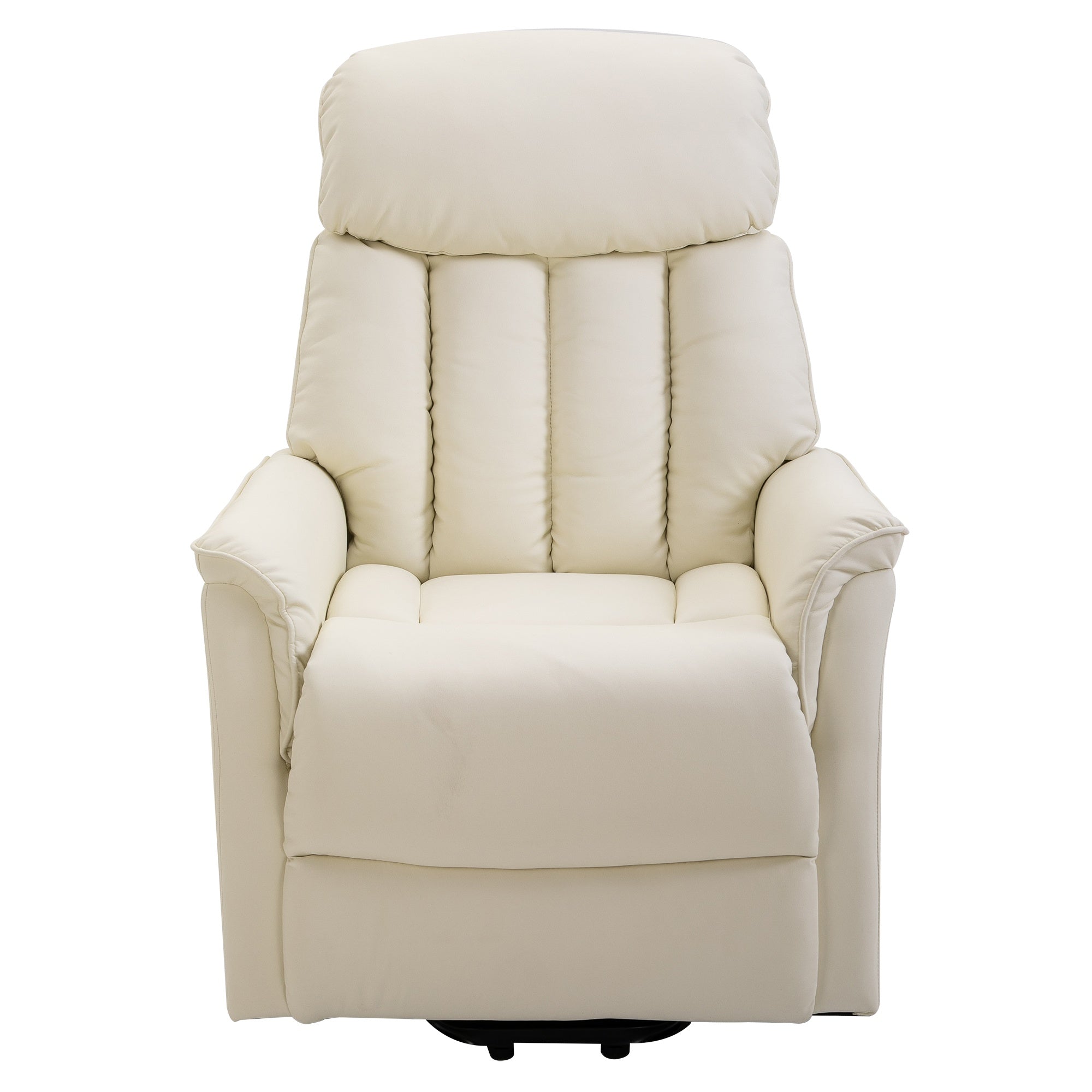Electric Lift Recliner Chair 145°, Electric Relax Chair in PU Leather with Remote Control, Side Pockets and Integrated Footrest, Cream - Borgè