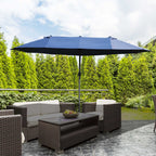 Double Garden Umbrella with Crank Opening, Steel and Polyester, 460x270x240 cm, Blue - Borge' Group Limited