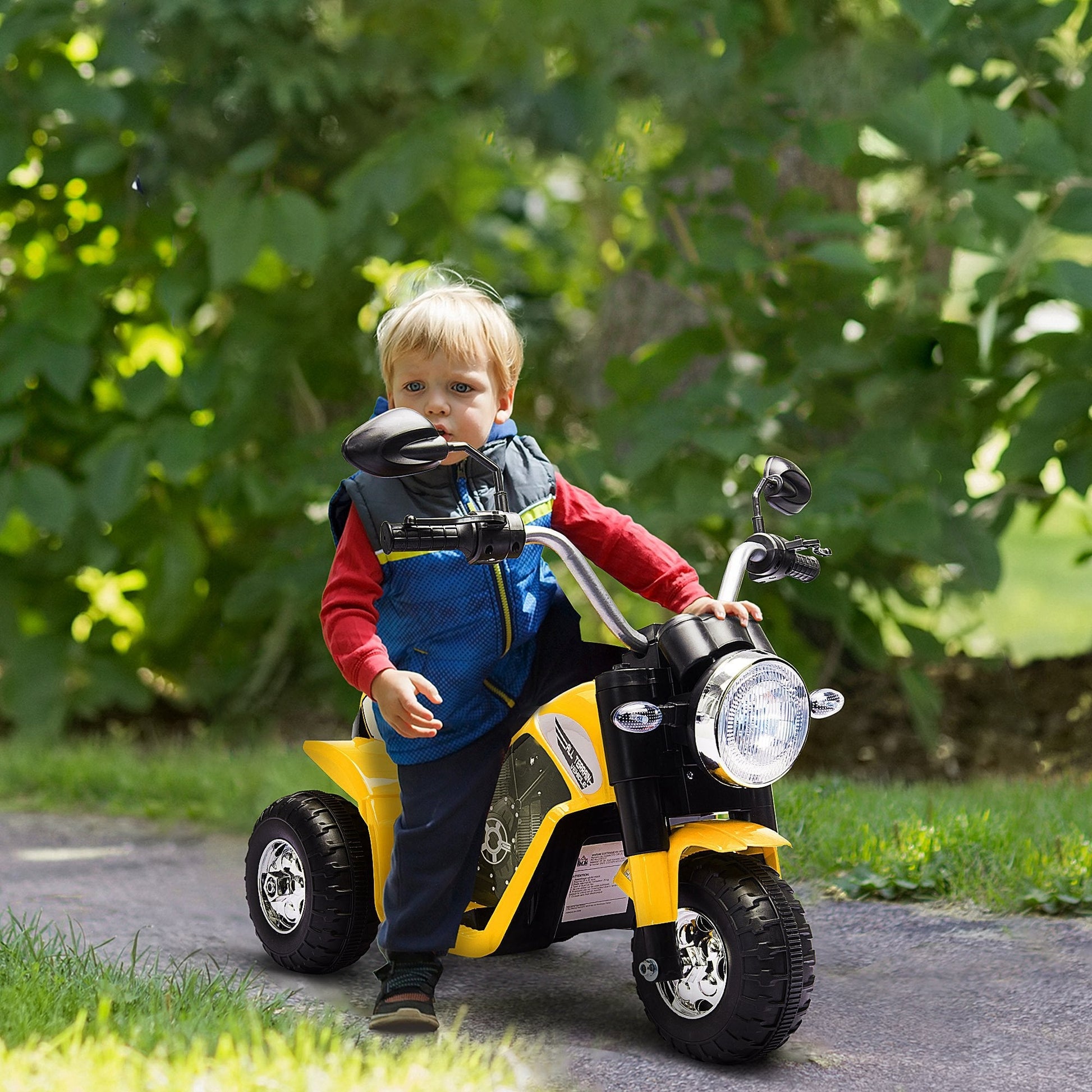 electric motorcycle for children 18-36 months 3 wheels rechargeable battery - yellow - Borgè