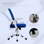 Ergonomic office chair with armrests and lumbar support, swivel office chair and adjustable height in blue fabric - Borgè