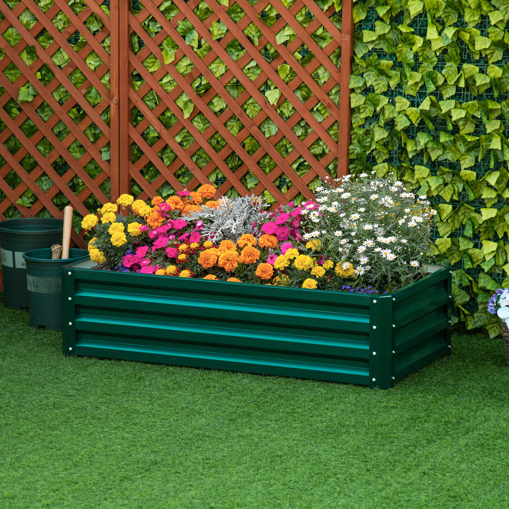 Outsunny For Open Raised Raised Garden Bed with coating, in galvanized steel, 120x60x30.5 cm, green - Borgè
