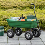 Garden Cart with Steel Frame and Pneumatic Tires, 108x52x100cm, Green - Borge' Group Limited