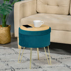 round stool with green velvet container and gold 36x36x45cm - Borgè