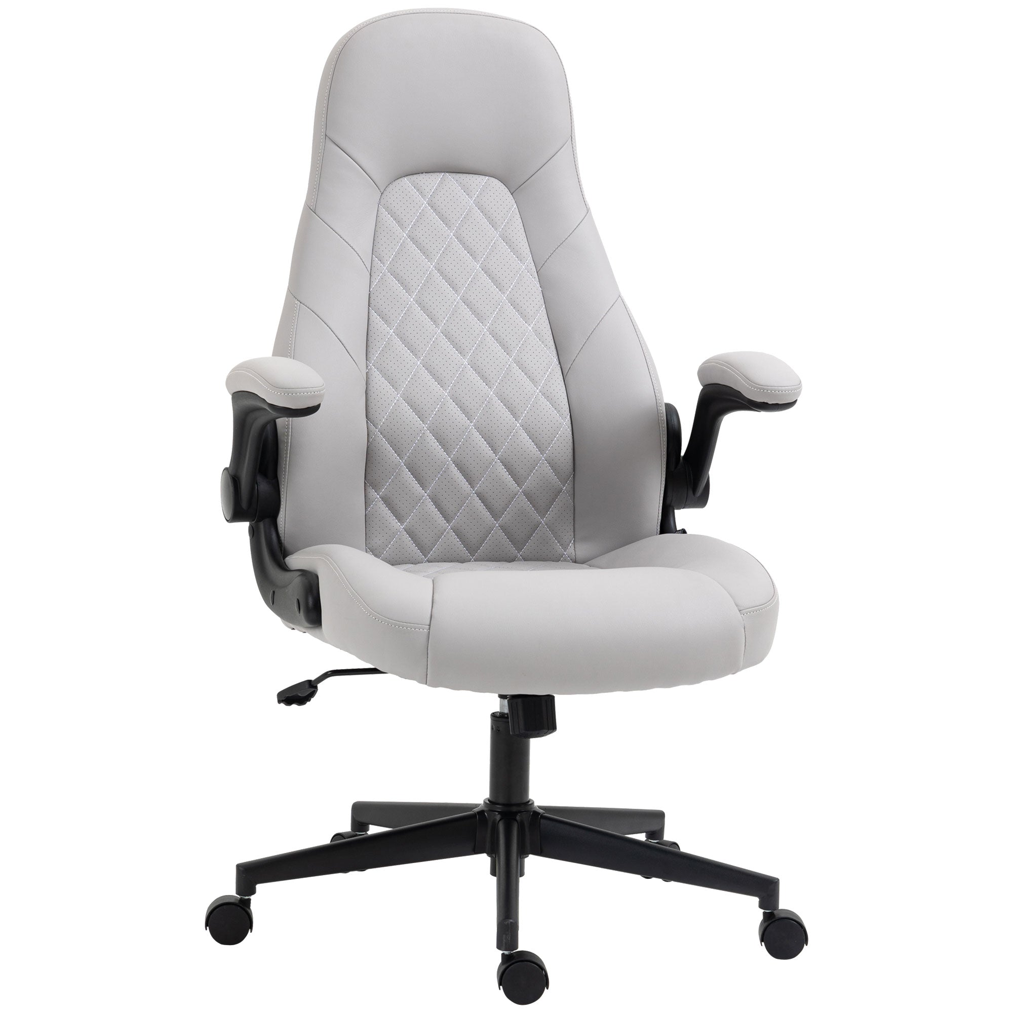Ergonomic office chair with overturning armrests and adjustable height, 67x70x112-122 cm, Grey - Borgè