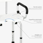 Homcom shower chair for the elderly, disabled and pregnant women padded with U-shaped shape, 54x52x70-82cm, white - Borgè