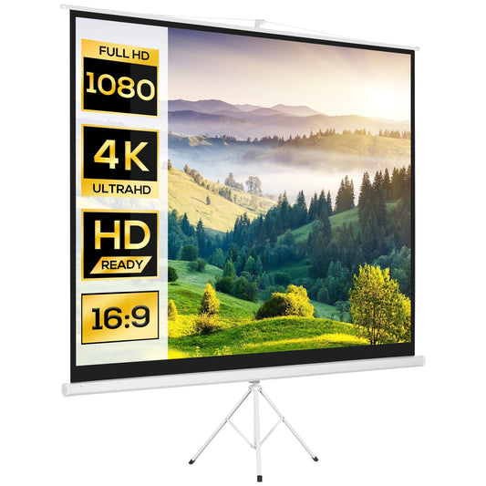 Homcom 120 "4: 3 format projector in network, plastic and metal fabric with tripods, 244x183 cm, white - Borgè