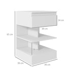 Homcom modern bedside table in chipboard and mdf with a drawer and 2 shelves, 39x39x65 cm, white - Borgè