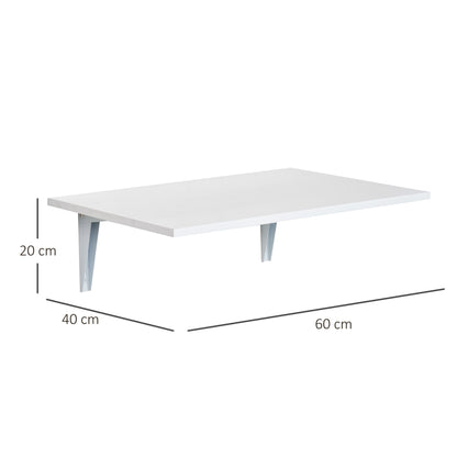 Wall table folding saving in mdf and metal frame, for living room kitchen, white, 60x40x20cm - Borgè