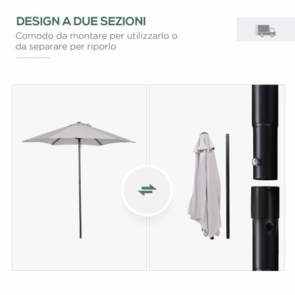 Outusnny Garden umbrella with central aluminum pole, φ196cm, light Grey - Borgè