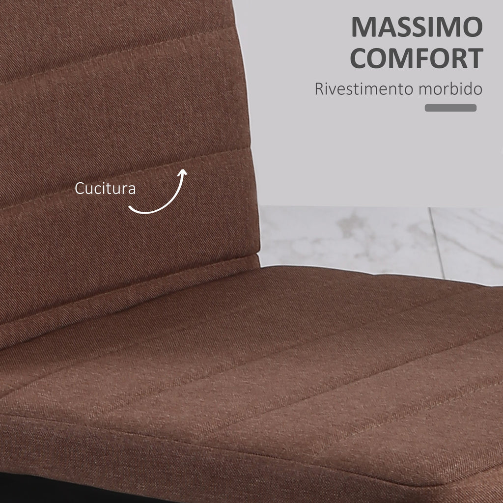 Set 4 Padded Modern Style Chairs in Metal and Fabric - Khaki - Borgè