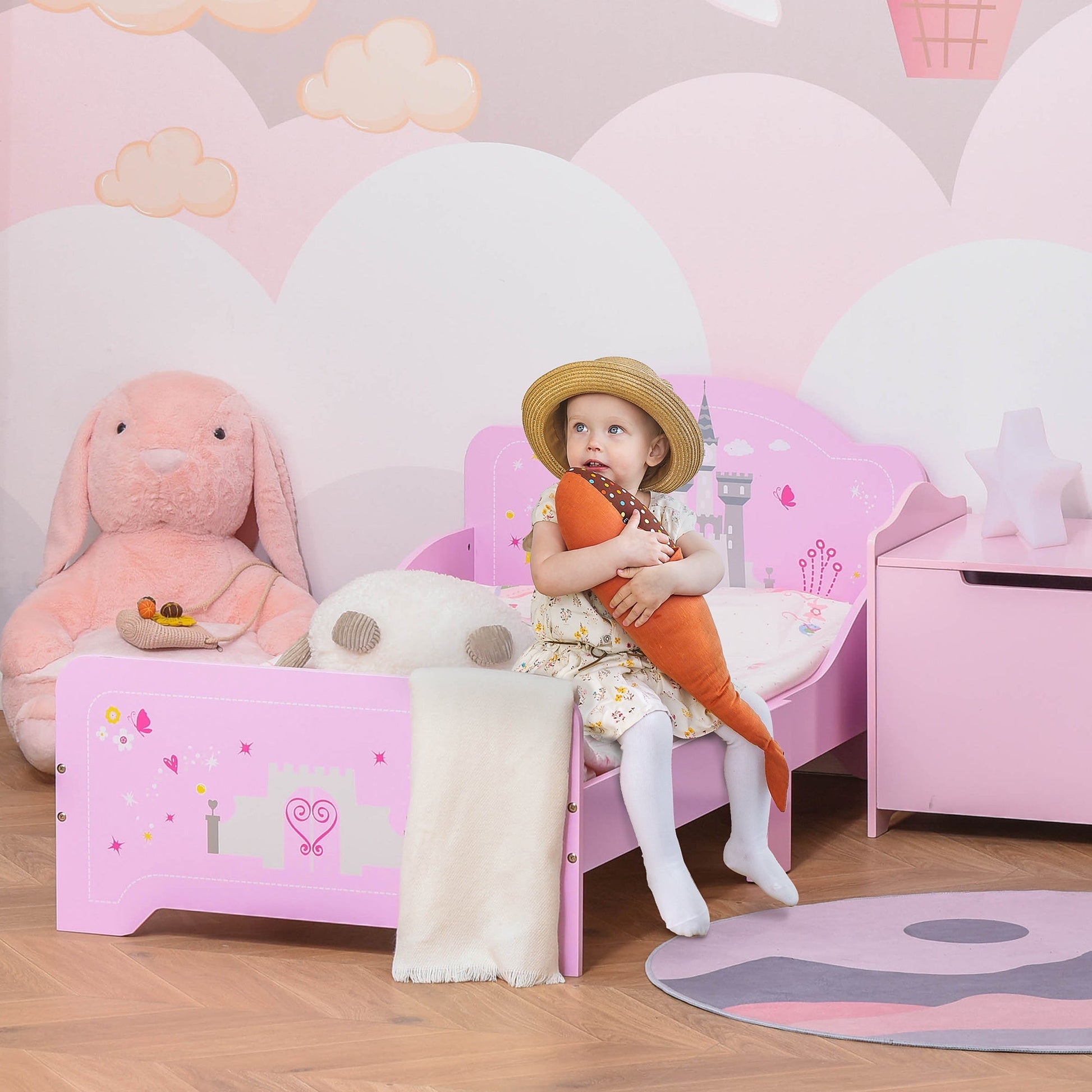 read for children for 3-6 years with wooden - pink safety sides - Borgè