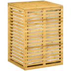 Bamboo bamboo bamboo cane with lid and sack in removable and washable polyester, 44x37x62.5 cm, wood color - Borgè