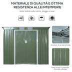 Steel Garden House with Double Sliding Door and air intakes, 213x130x173 cm, green - Borge' Group Limited