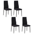 Set 4 Padded Modern Style Chairs in Metal and Fabric - Black - Borgè