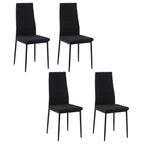 Set 4 Padded Modern Style Chairs in Metal and Fabric - Black - Borgè