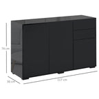Homcom Black Multiuse Cabinet with 2 drawers and 2 Pressure opening cabinets, 117x36x74cm - Borgè