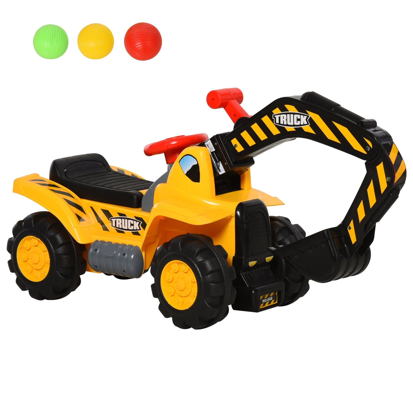 toy escaper for children (max. 30 kg) with mobile arm, basket and colored balls, yellow and black - Borgè