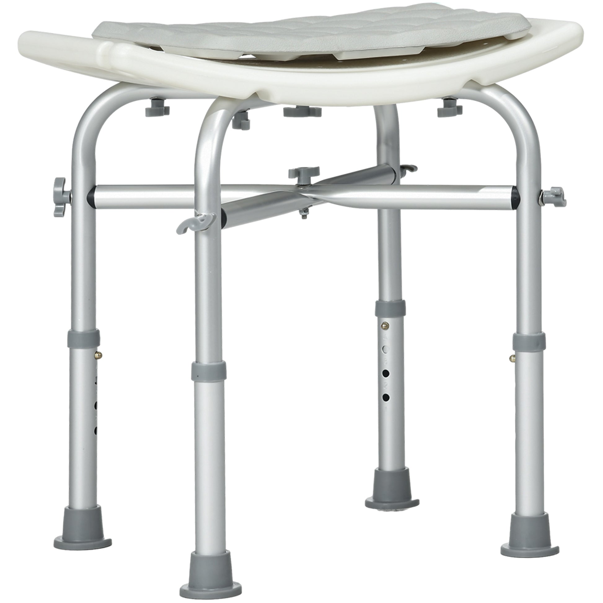 Homcom aluminum shower stool with adjustable height, pillow and non -slip feet, white - Borgè